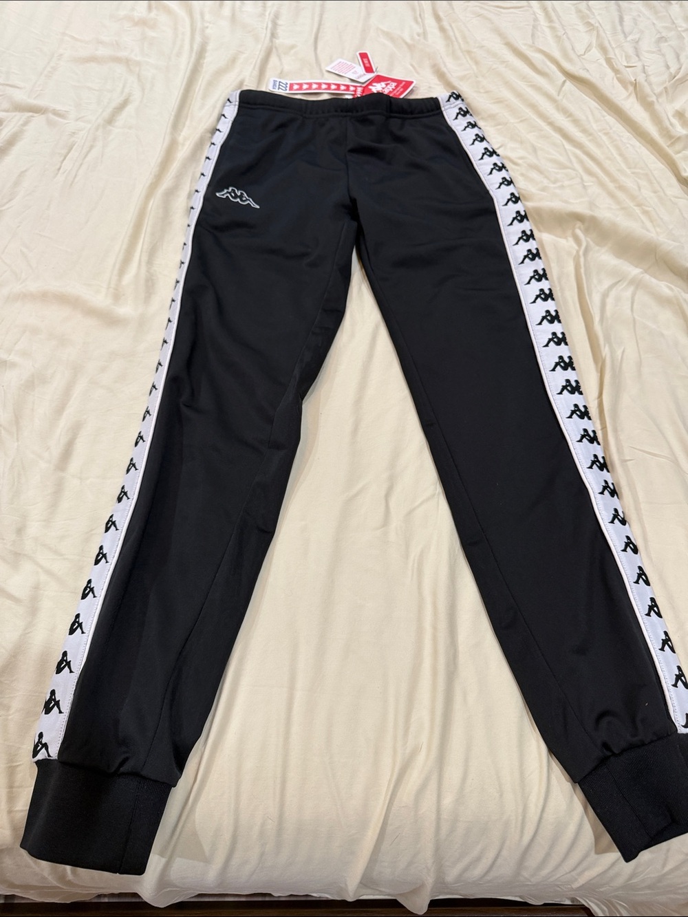 NWT Kappa Black Joggers XS w/ Logo Sides